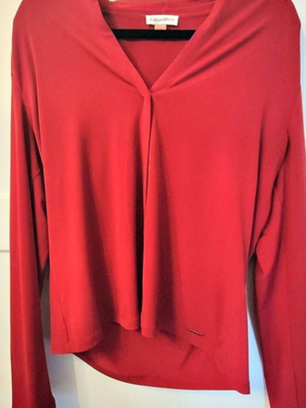 Calvin Klein Long Sleeve Blouse 25in Red Size Large